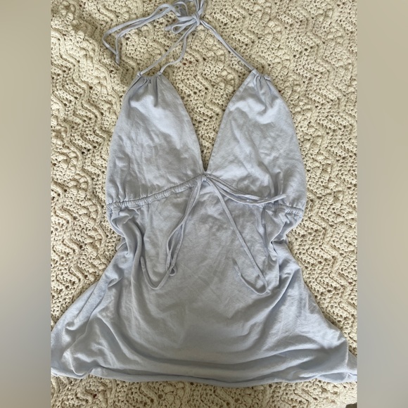 J. Crew Pima Cotton Baby Doll Halter Tank Top Light Blue (Small) preppy summer - Picture 3 of 7